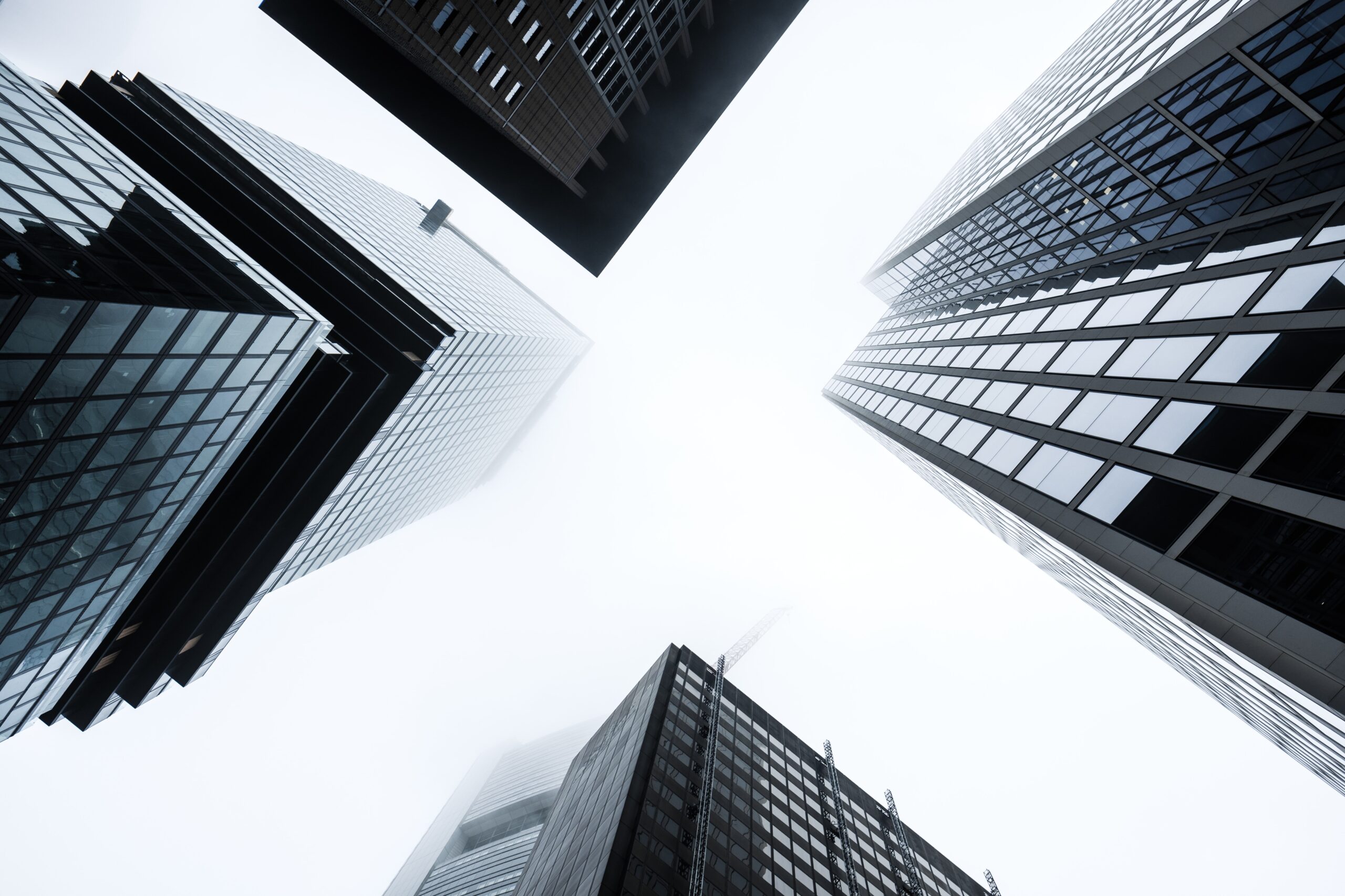 low angle photography of low angle photography of high rise buildings