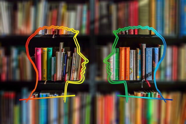 Photo by geralt silhouette, head, bookshelf